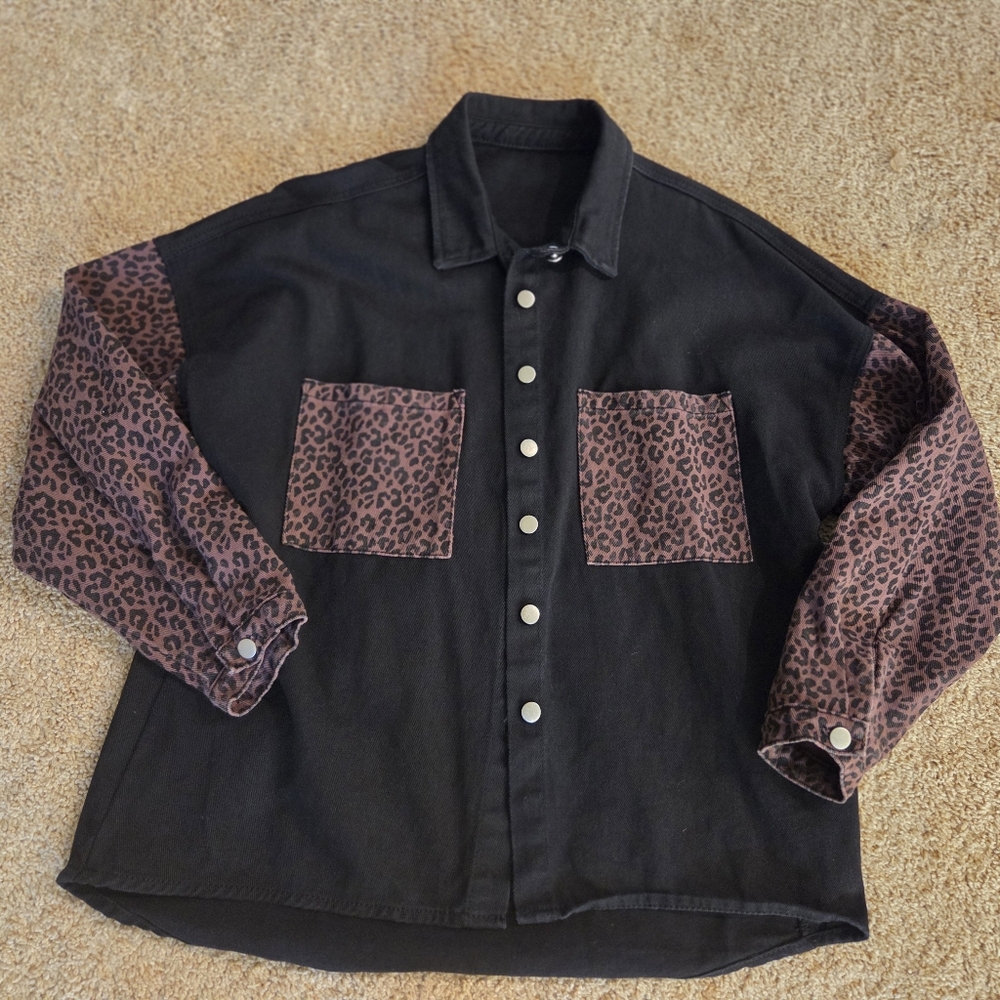 SHEIN Black and Brown Jean Jacket